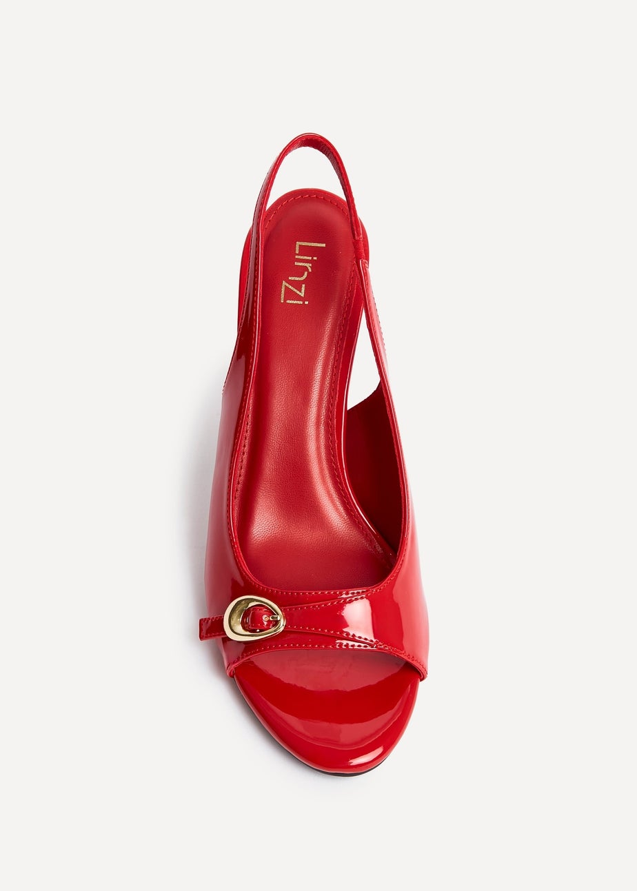 Linzi Potion Red Faux Patent Leather Peep Toe Heel