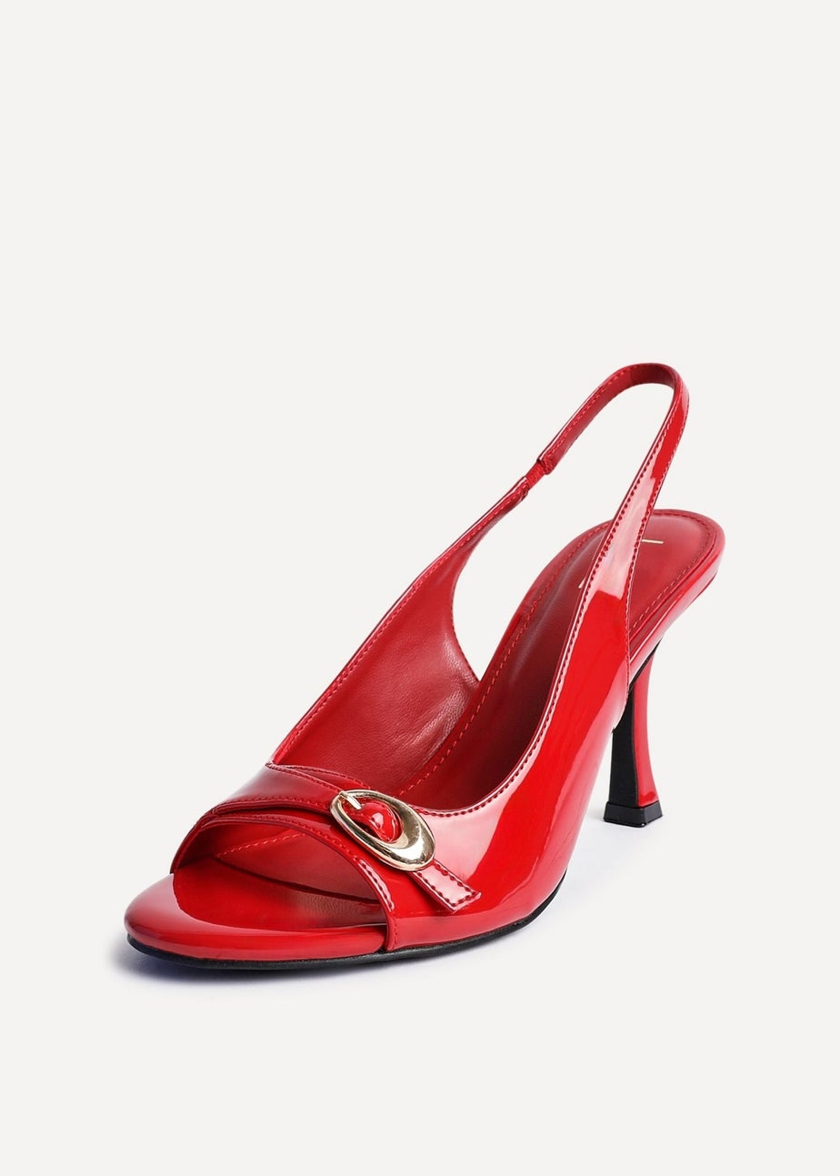 Linzi Potion Red Faux Patent Leather Peep Toe Heel