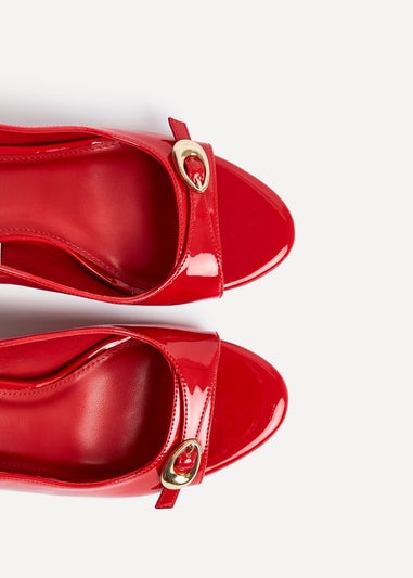 Linzi Potion Red Faux Patent Leather Peep Toe Heel