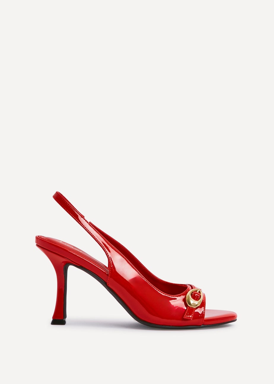 Linzi Potion Red Faux Patent Leather Peep Toe Heel