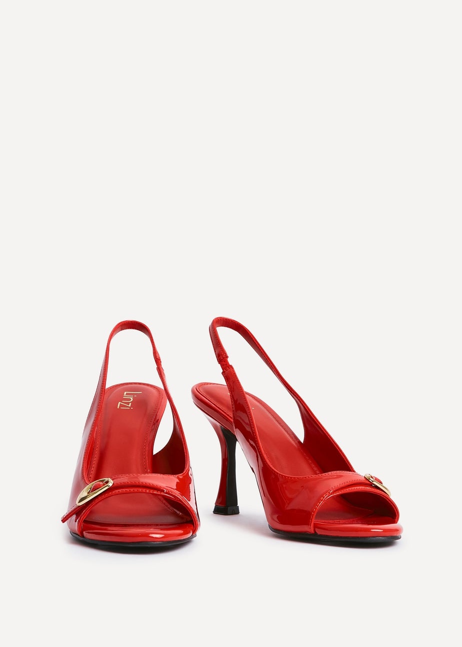 Linzi Potion Red Faux Patent Leather Peep Toe Heel