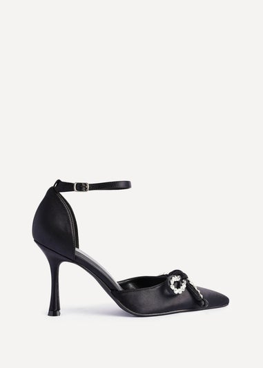 Linzi Glimpse Black Satin Court Heel