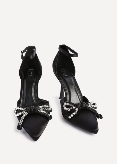 Linzi Glimpse Black Satin Court Heel