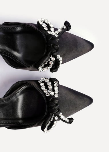 Linzi Glimpse Black Satin Court Heel