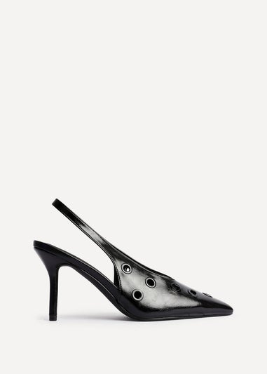 Linzi Abel Black Faux Leather Court Heel