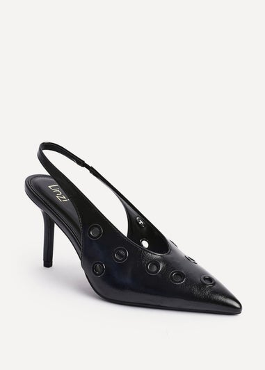 Linzi Abel Black Faux Leather Court Heel