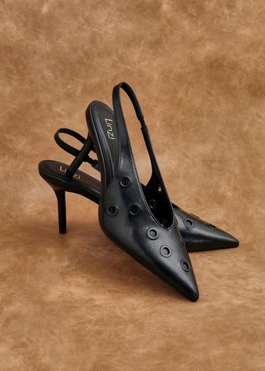 Linzi Abel Black Faux Leather Court Heel