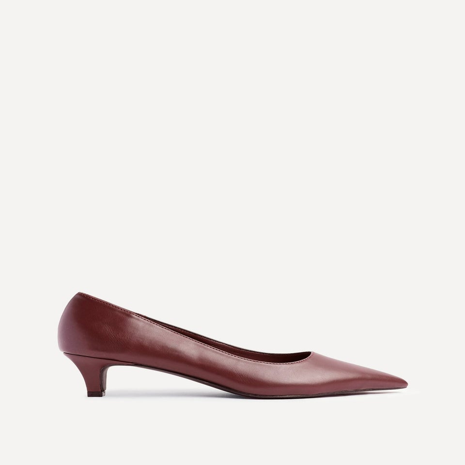 Linzi Zola Burgundy Faux Leather Kitten Court Heel