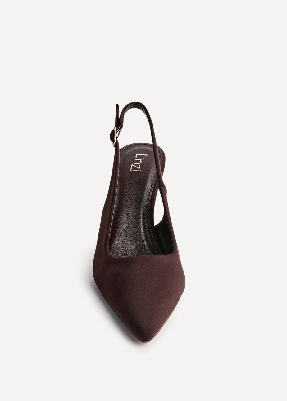 Linzi Una Brown Lycra Sling Back Court Heel
