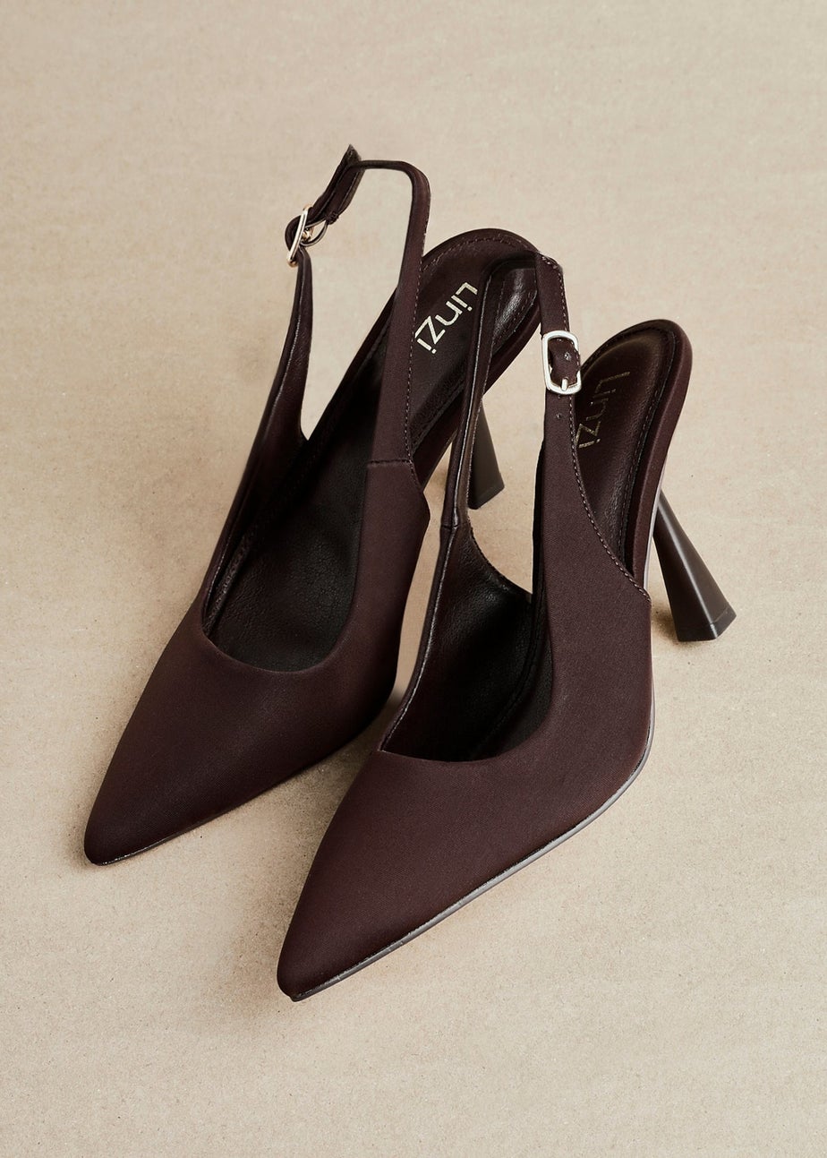 Linzi Una Brown Lycra Sling Back Court Heel