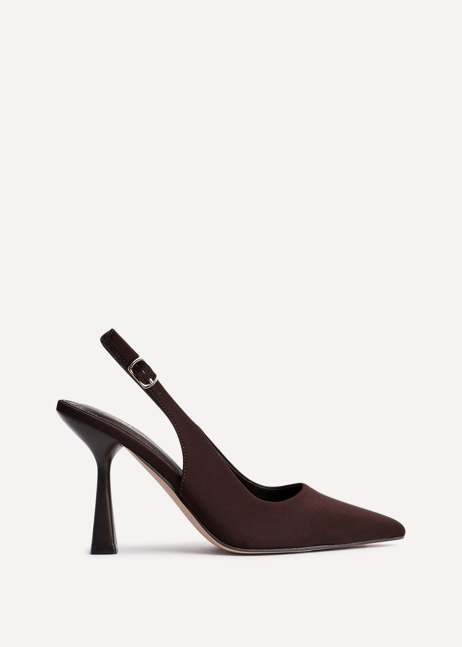 Linzi Una Brown Lycra Sling Back Court Heel