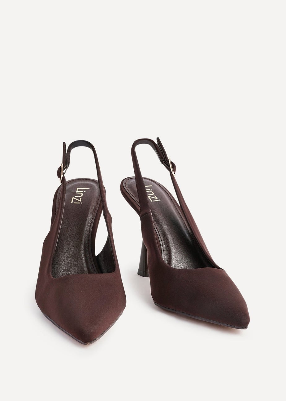 Linzi Una Brown Lycra Sling Back Court Heel
