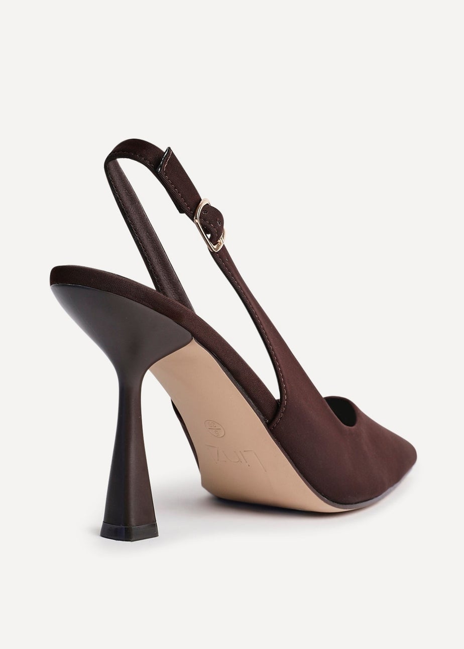 Linzi Una Brown Lycra Sling Back Court Heel