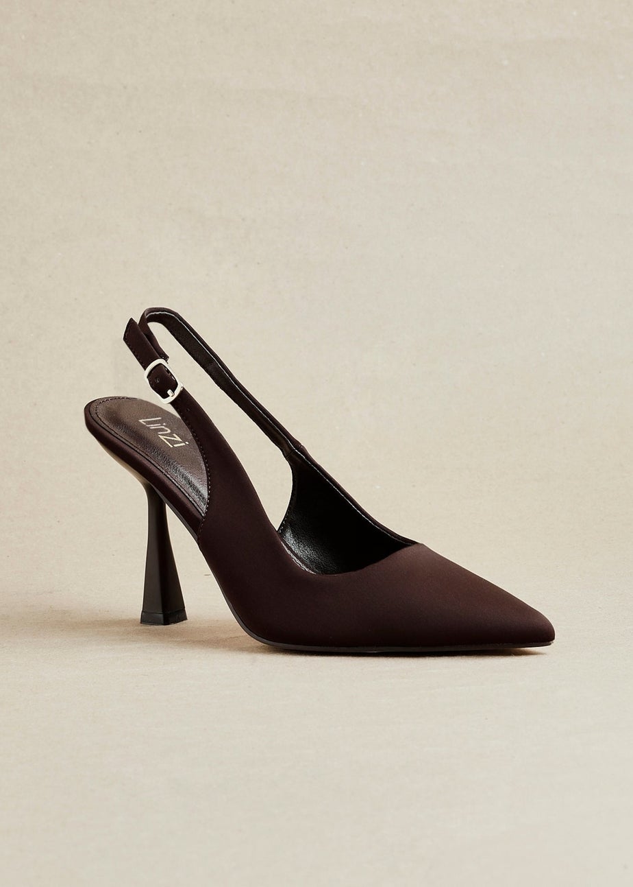Linzi Una Brown Lycra Sling Back Court Heel