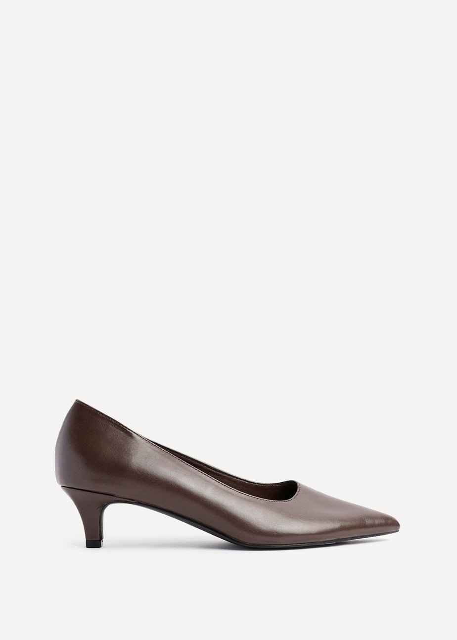 Linzi Zola Brown Faux Leather Kitten Court Heel