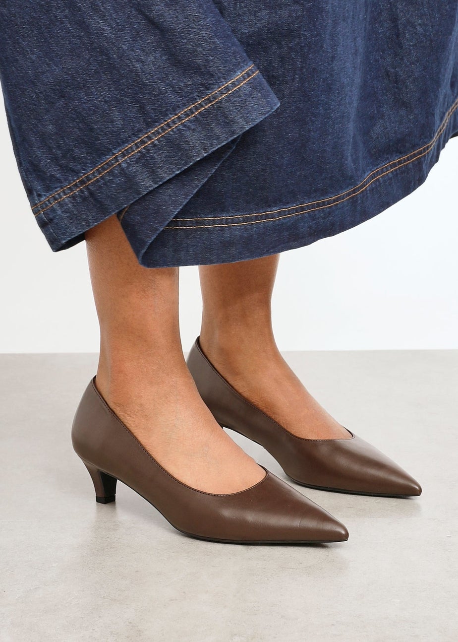 Linzi Zola Brown Faux Leather Kitten Court Heel