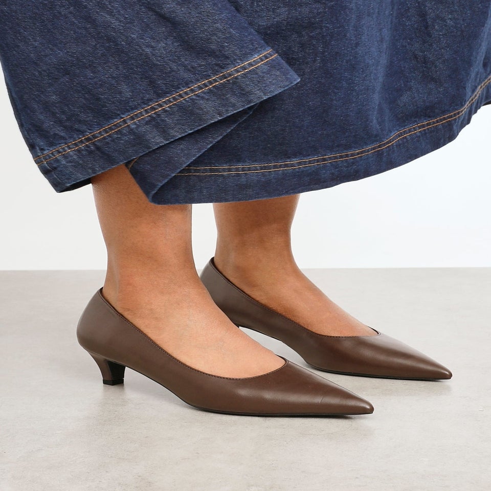 Linzi Zola Brown Faux Leather Kitten Court Heel