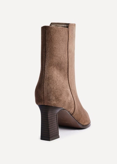 Linzi Thorn Brown Suede Stacked Block Heel Ankle Boot