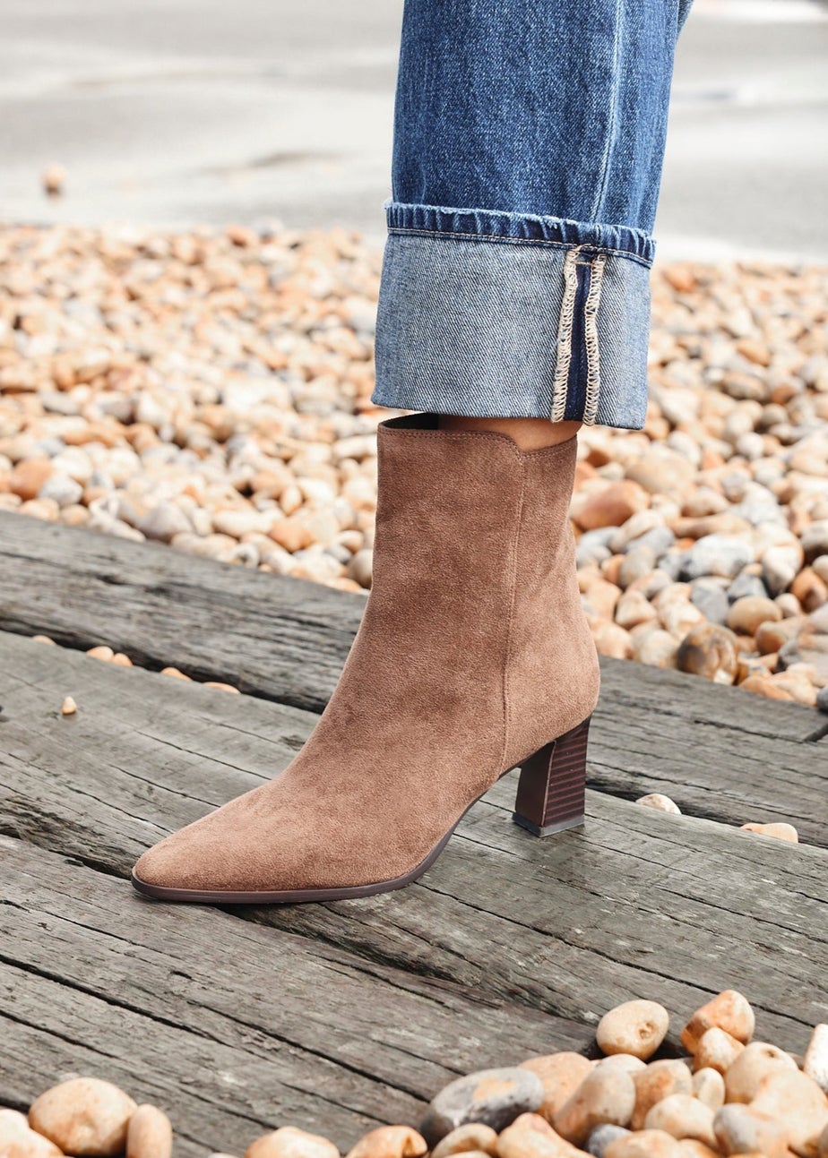 Linzi Thorn Brown Suede Stacked Block Heel Ankle Boot