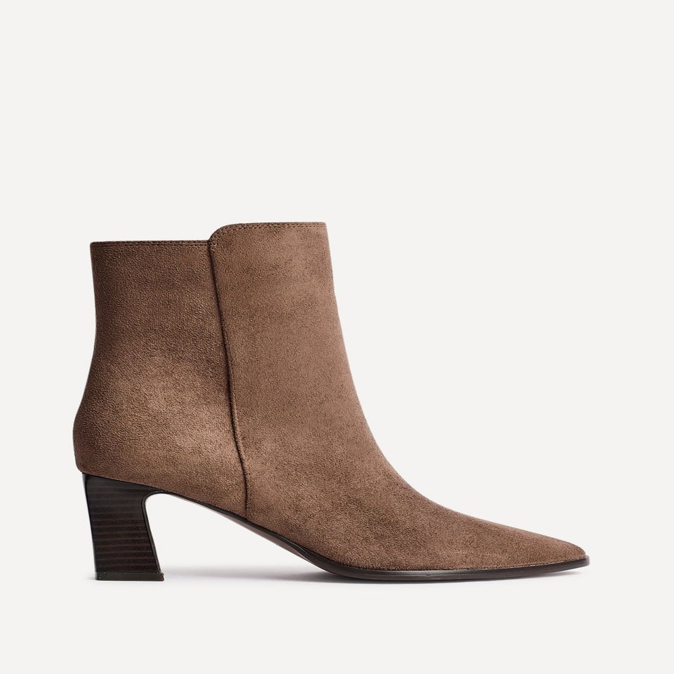 Linzi Thorn Brown Suede Stacked Block Heel Ankle Boot