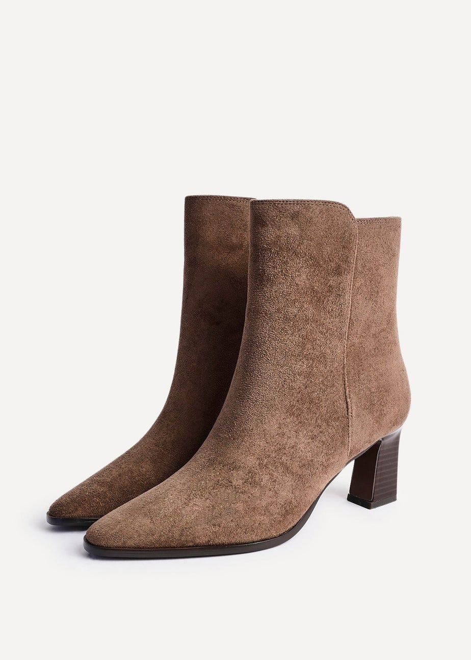 Linzi Thorn Brown Suede Stacked Block Heel Ankle Boot