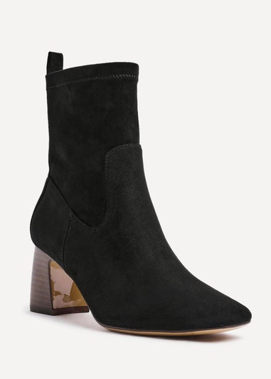 Linzi Francisco Black Faux Suede Heeled Ankle Boot