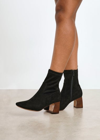 Linzi Francisco Black Faux Suede Heeled Ankle Boot
