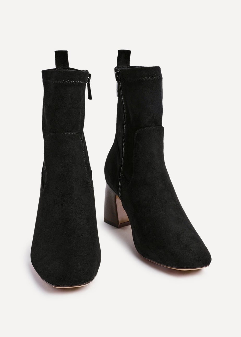 Linzi Francisco Black Faux Suede Heeled Ankle Boot