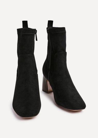 Linzi Francisco Black Faux Suede Heeled Ankle Boot
