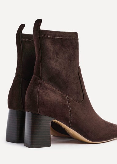 Linzi Francisco Brown Faux Suede Heeled Ankle Boot