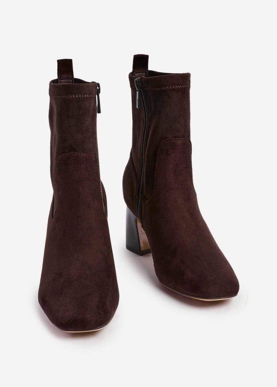 Linzi Francisco Brown Faux Suede Heeled Ankle Boot