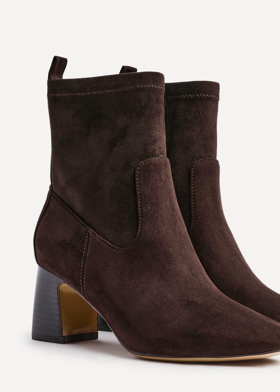 Linzi Francisco Brown Faux Suede Heeled Ankle Boot