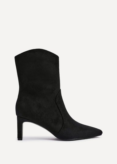 Linzi Calabasas Black Faux Suede Western Inspired Heeled Boot
