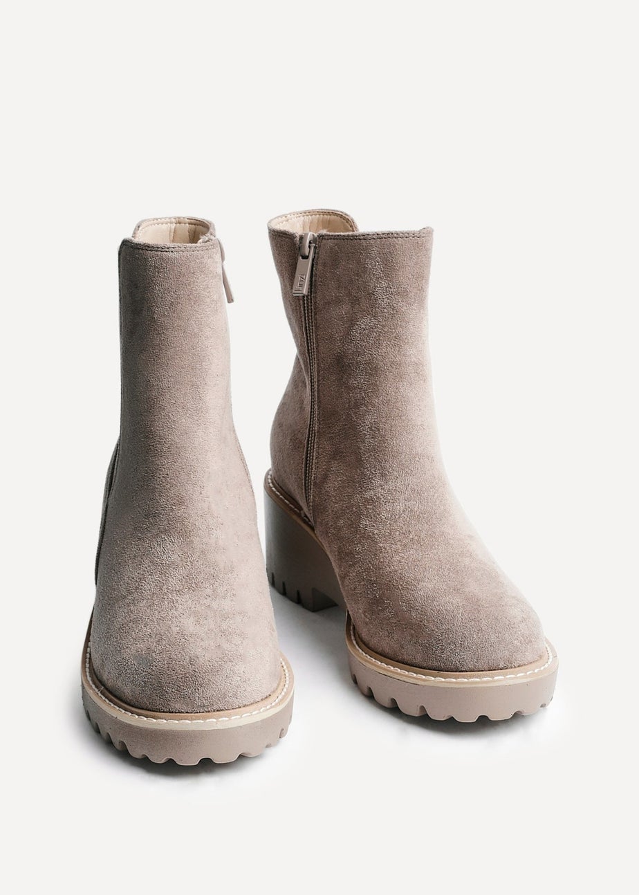 Linzi Attend Taupe Faux Suede Wedged Ankle Boot