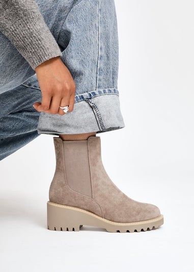 Linzi Attend Taupe Faux Suede Wedged Ankle Boot