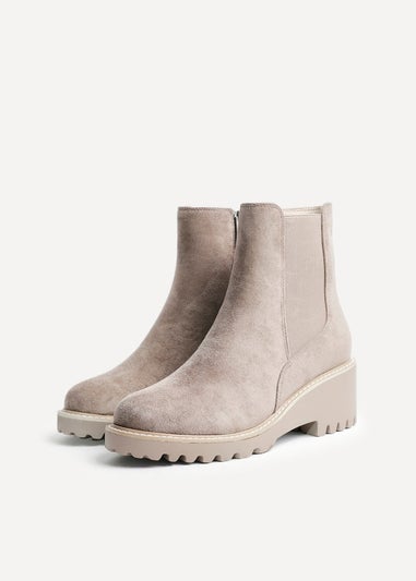 Linzi Attend Taupe Faux Suede Wedged Ankle Boot