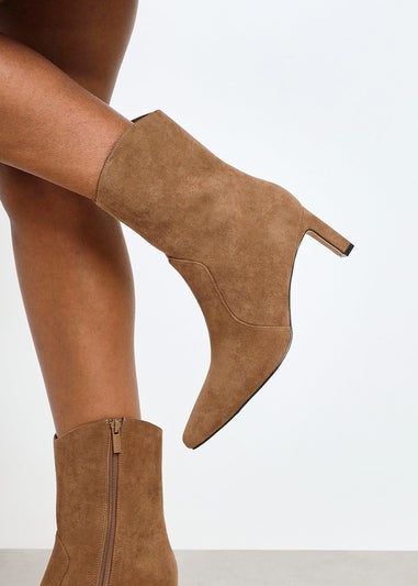 Linzi Calabasas Sand Faux Suede Western Inspired Heeled Boot