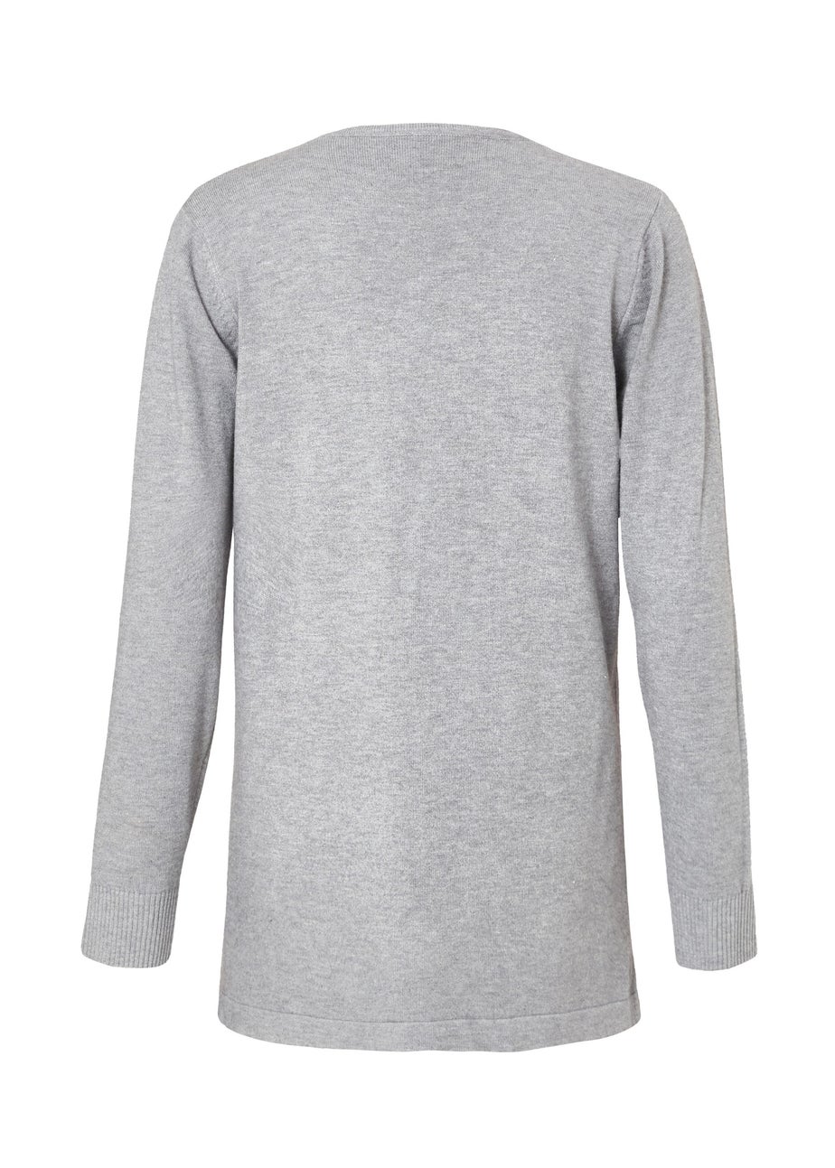 Quiz Grey Sequin Longline Cardigan