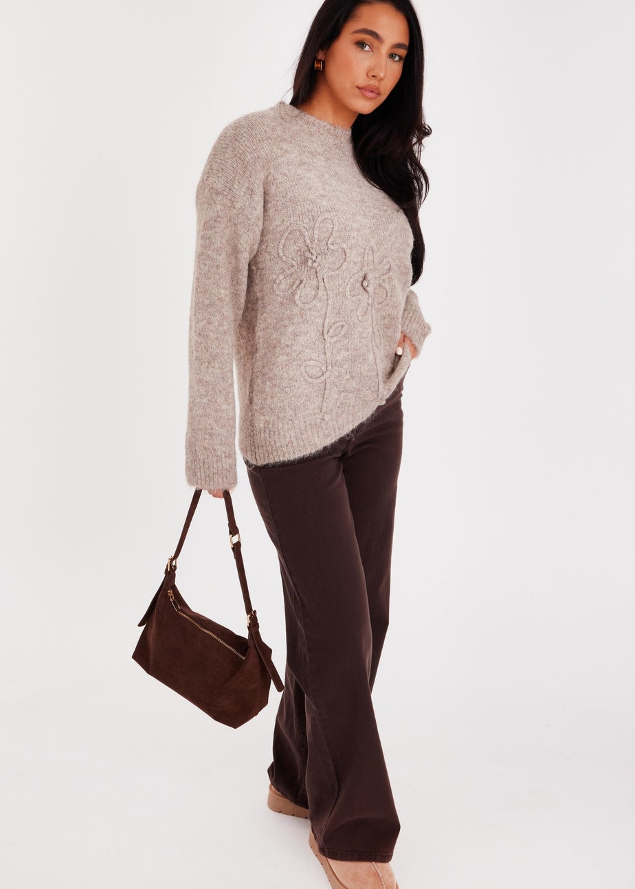 Quiz Stone Embossed Flower Jumper