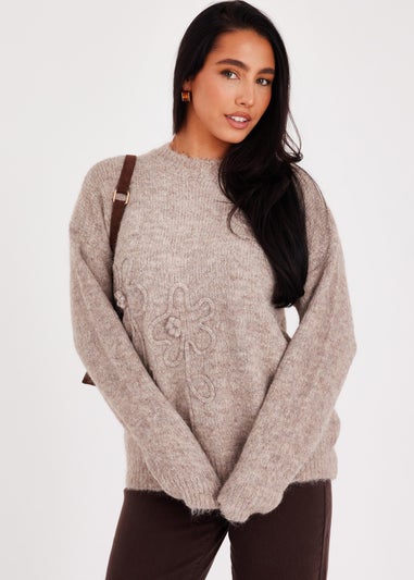 Quiz Stone Embossed Flower Jumper