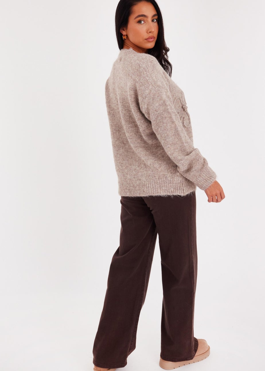 Quiz Stone Embossed Flower Jumper