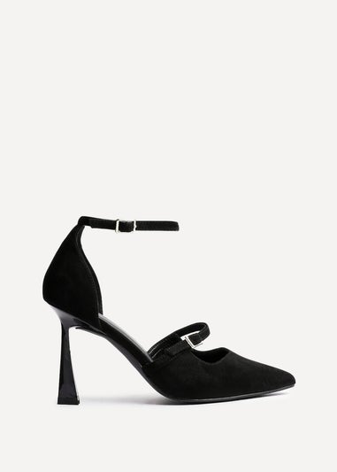 Linzi Larah Black Faux Suede Court Heel