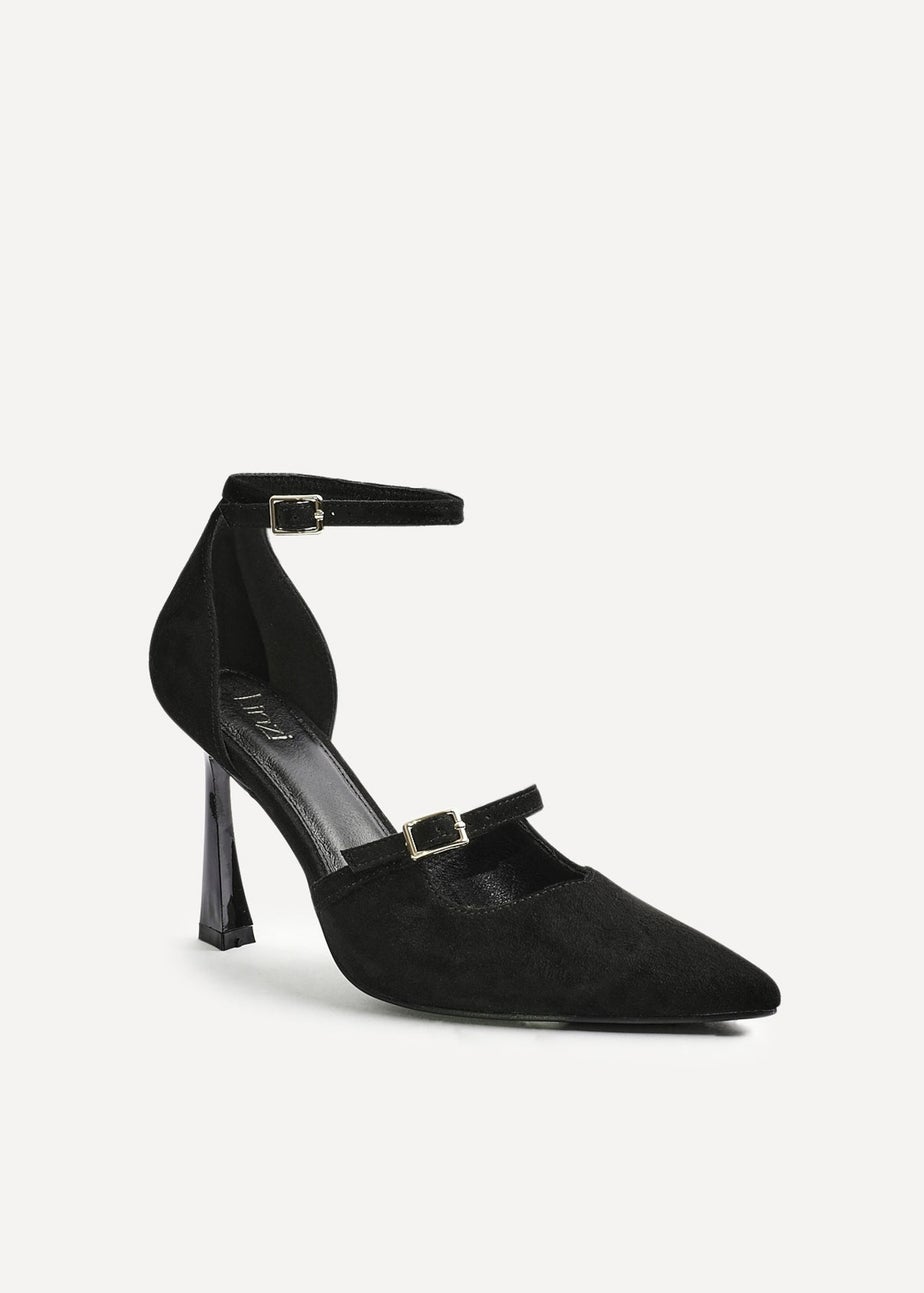 Linzi Larah Black Faux Suede Court Heel
