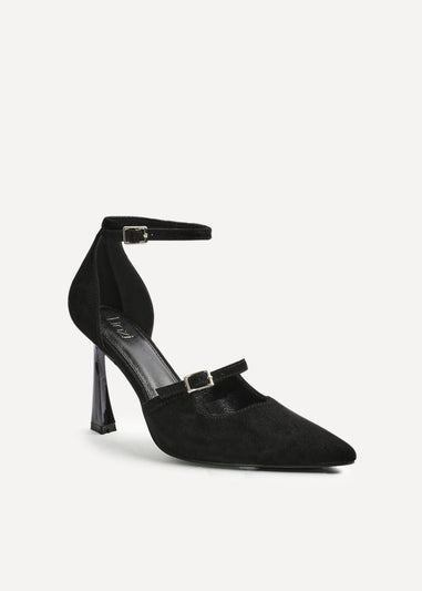 Linzi Larah Black Faux Suede Court Heel