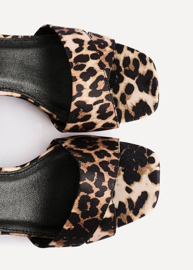 Linzi Vivian Wide Fit Leopard Print Satin Block Heeled Sandals