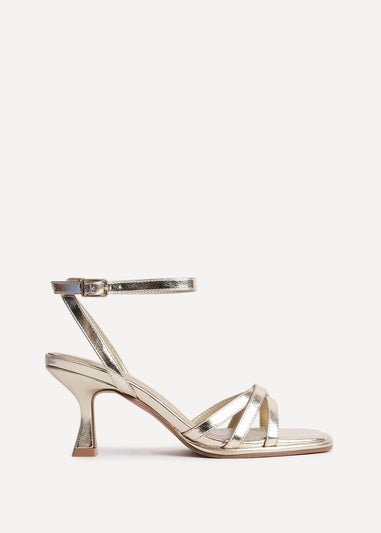 Linzi Faro Gold Faux Leather Strappy Heeled Sandals