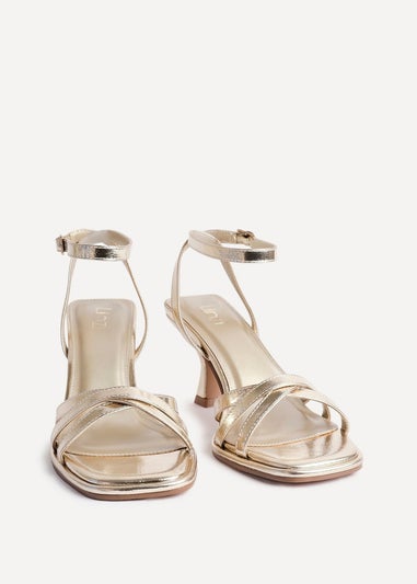 Linzi Faro Gold Faux Leather Strappy Heeled Sandals