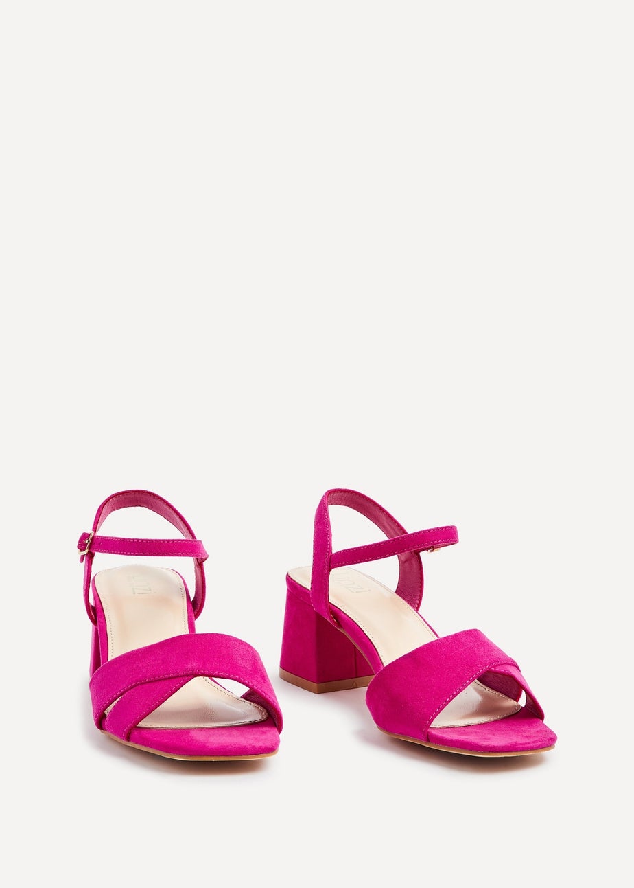Linzi Vivian Wide Fit Hot Pink Suede Block Heeled Sandals