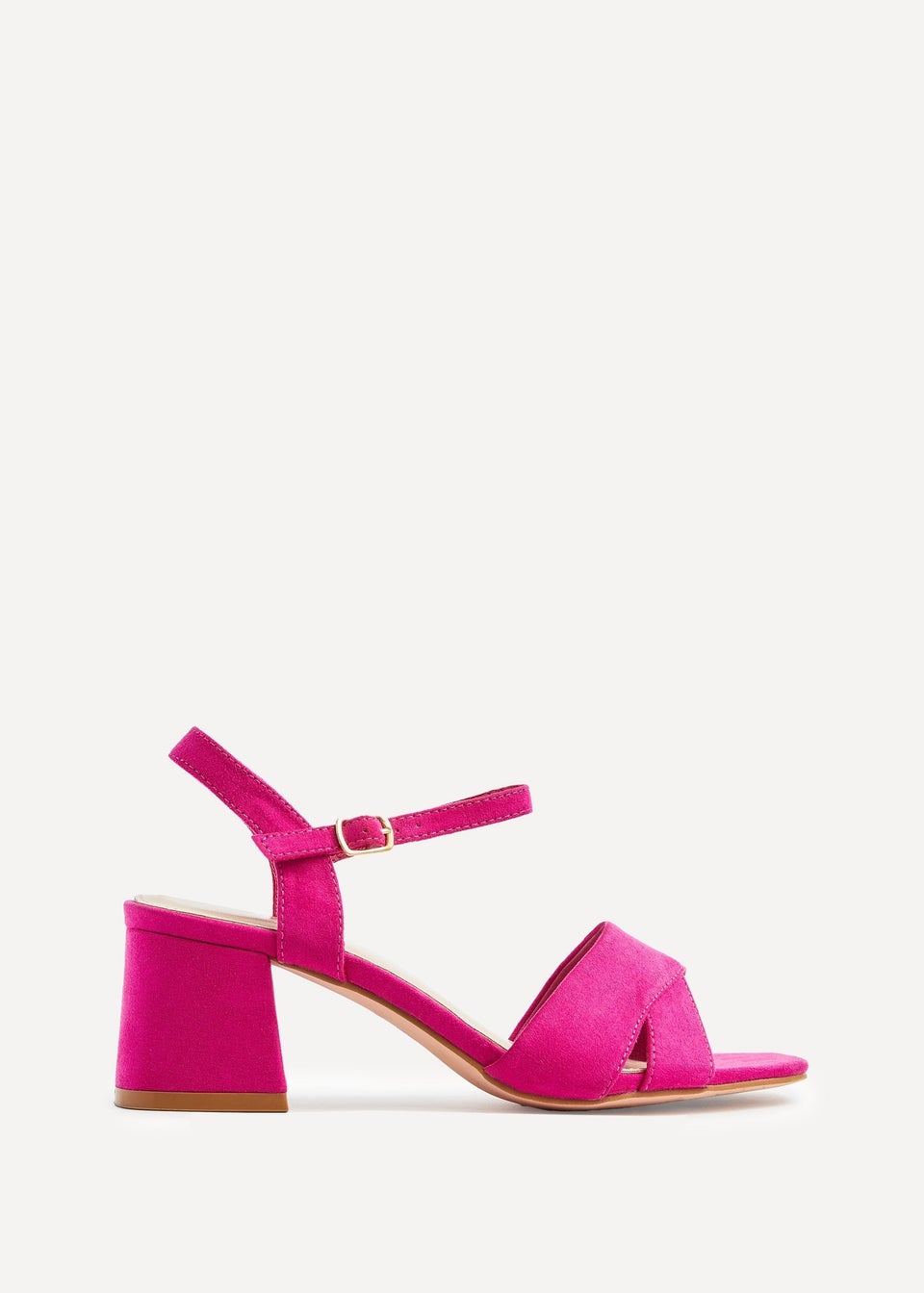 Linzi Vivian Wide Fit Hot Pink Suede Block Heeled Sandals