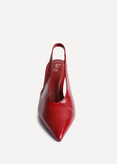 Linzi Evoke Red Faux Leather Sling Back Court Heels